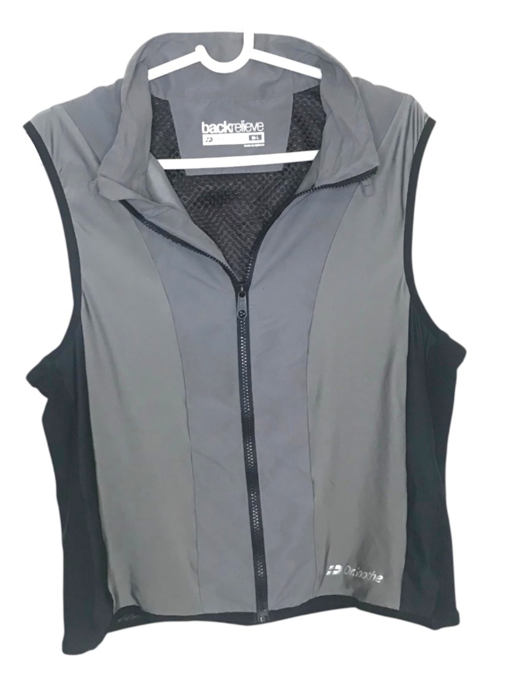 Dr. Soothe Backrelieve Athletic Zip Vest M/L Gray Performance Workout Top